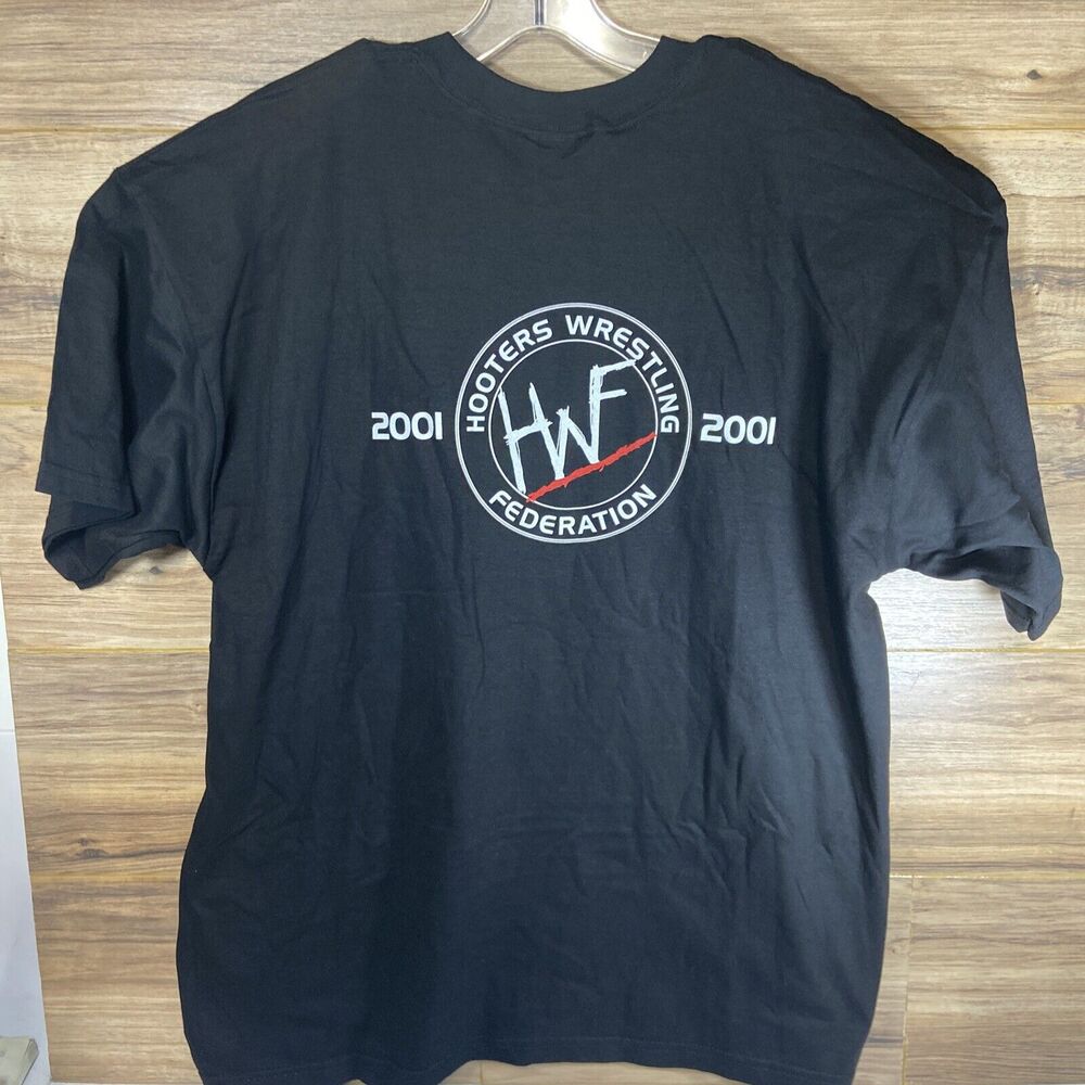 Vintage Wrestling Hooters Wrestling Federation HWF 2001 Black T-Shirt Size 2XL - Picture 1 of 7